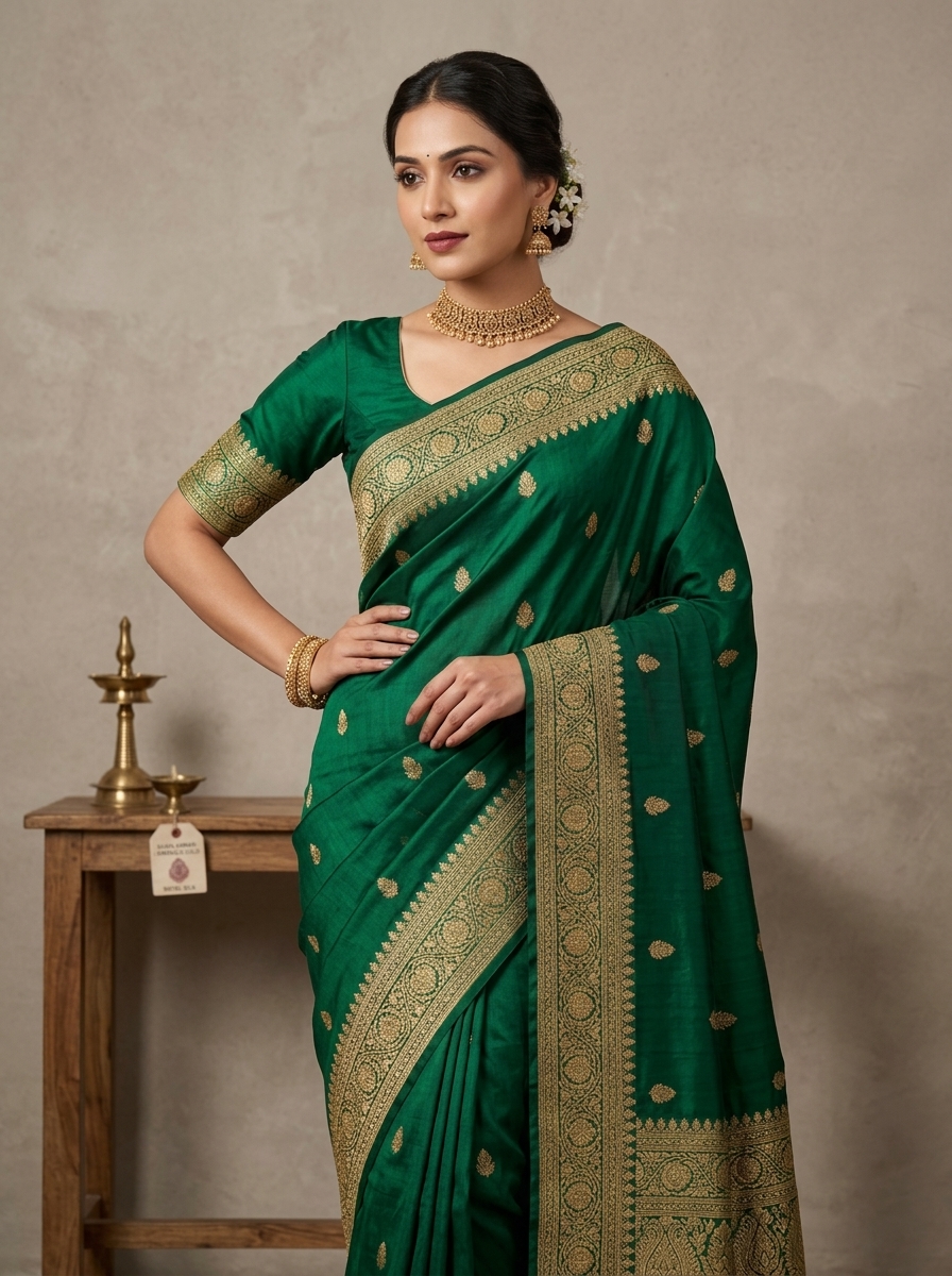 Traditional Indian Silk Saree Model